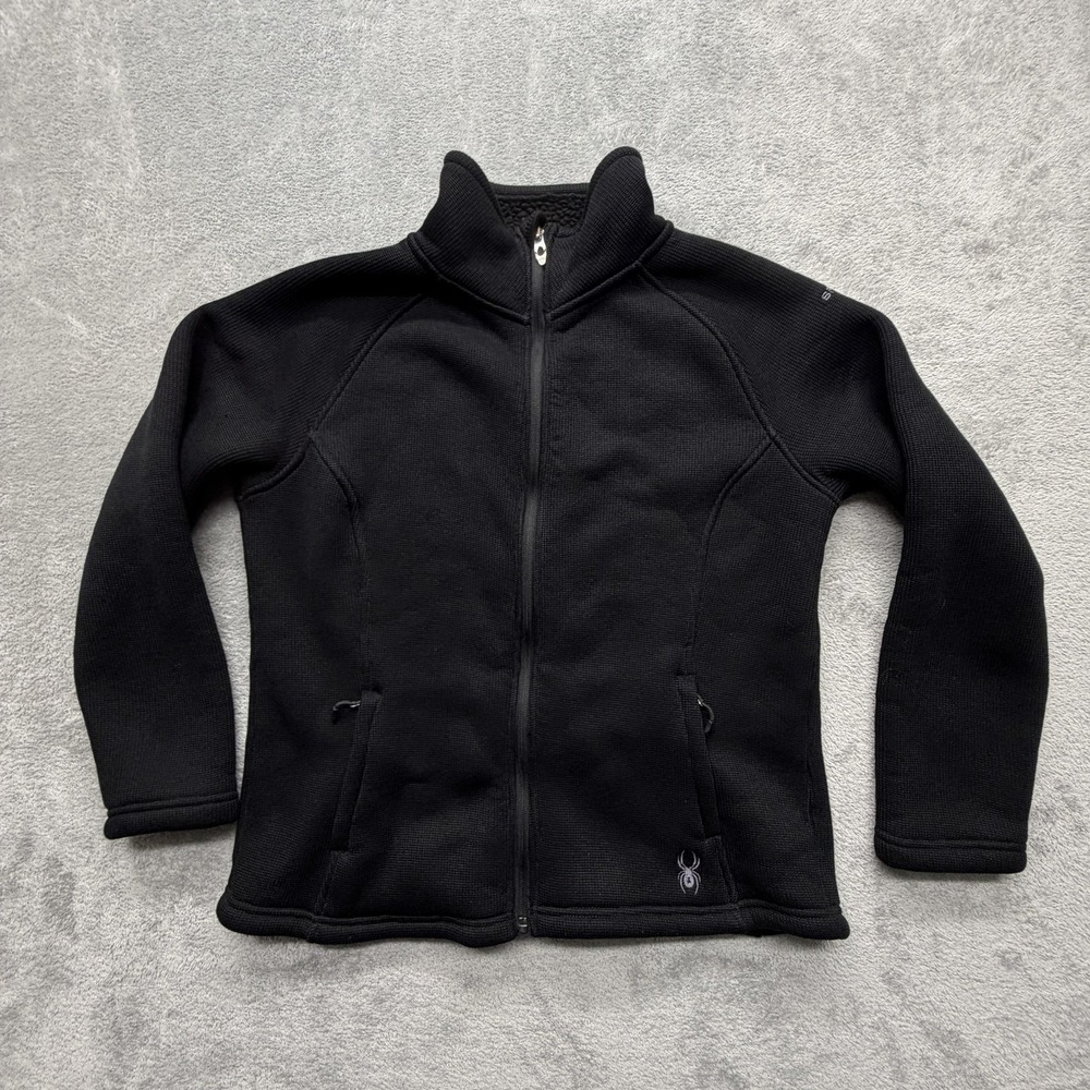 Spyder Jacket Womens L‎ Black Warm Fleece Full Zip Pockets Lined SPF6D035-001